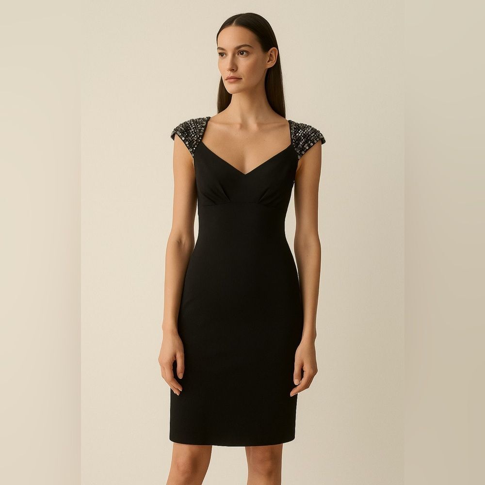 Bebe Bejeweled Sleeves Cut Out Back Mini Dress XS